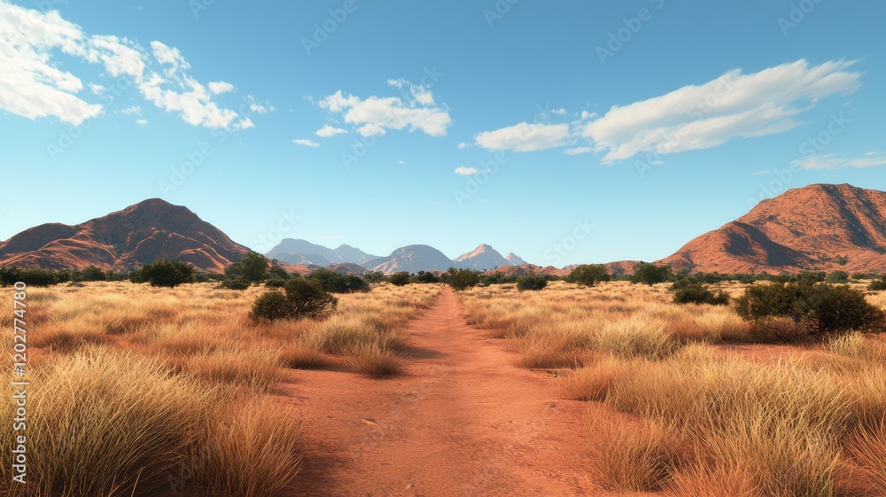 Hiking adventure in scenic desert landscape australia nature photography sunny environment wide view Hiking adventure in scenic desert landscape australia nature photography sunny environment wide view