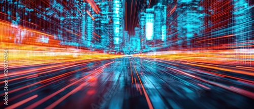 Dynamic light trails in urban environment cityscape photography futuristic city nighttime motion blur