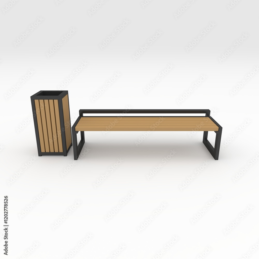 3d render bench park design element. Furniture Collection 3d render bench park design element. Furniture Collection