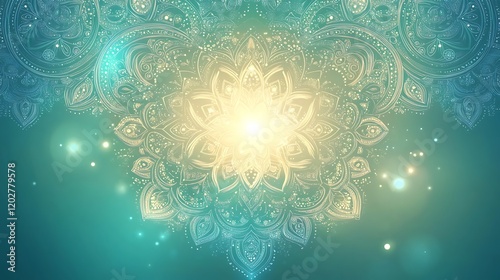 Glowing Teal Mandala Abstract Art Design