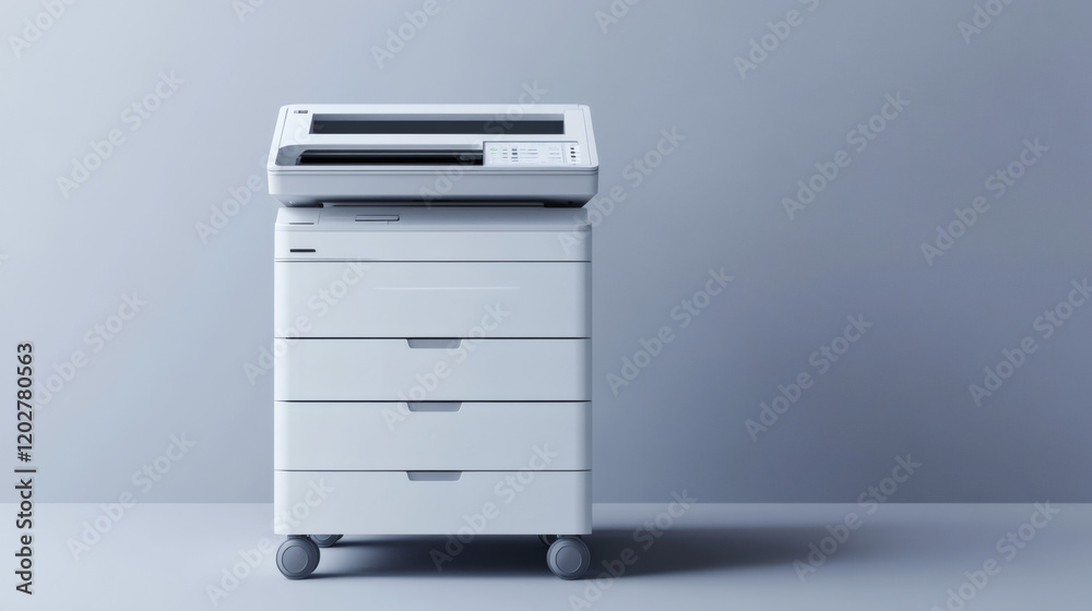 High-tech multifunction office printer and copier with touch screen, designed for efficient printing, scanning, and copying tasks. High-tech multifunction office printer and copier with touch screen, designed for efficient printing, scanning, and copying tasks.