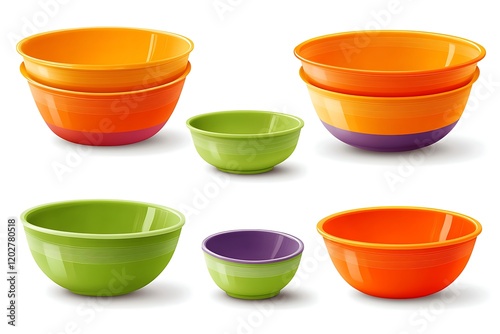 Colorful Plastic Bowls Set for Kitchen