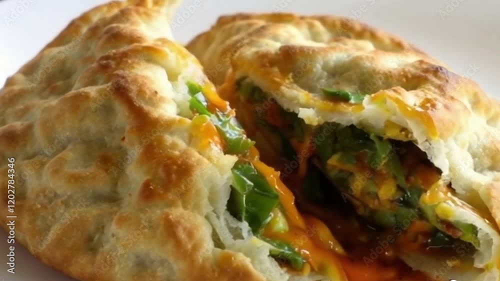 Breaking Samosa with Swirling Spices