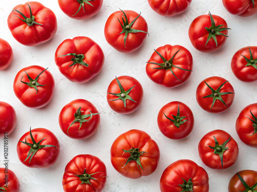 tomatoes on a white background. tomato, food, red, vegetable, tomatoes, fresh, isolated, ripe, vegetables, healthy, fruit, green, organic, white, diet, ingredient, freshness, vegetarian, market, agric photo