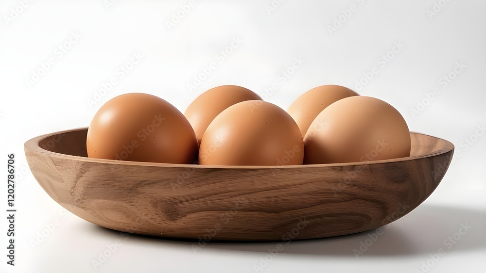 perfect chicken eggs in wooden bowl top view isolated on white background,farm,easter,organic,meal perfect chicken eggs in wooden bowl top view isolated on white background,farm,easter,organic,meal