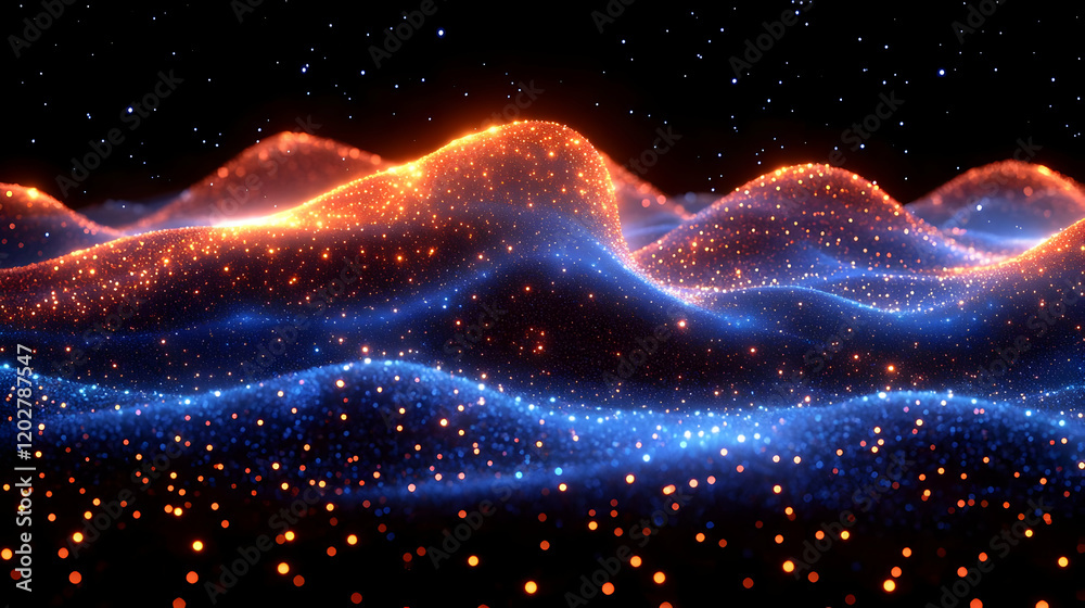 Obraz premium Abstract Glowing Particle Wave Background Texture