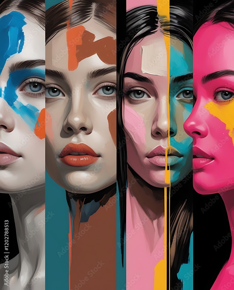 Obraz premium Collage of Diverse Faces Representing Human Diversity, Inclusivity, and Unity Across Ethnicities, Races, and Cultures.