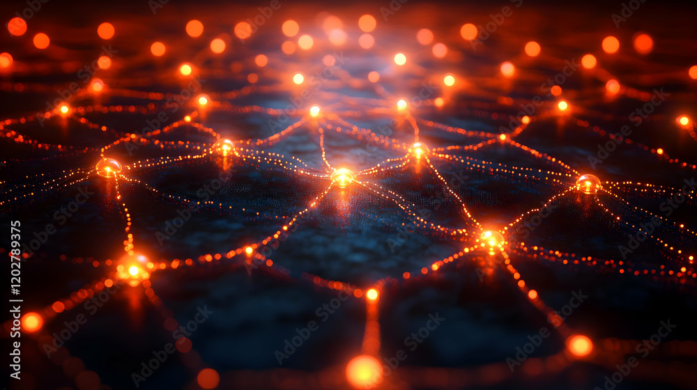 Fototapeta premium Abstract Glowing Network Connection: Digital Technology and Communication Concept