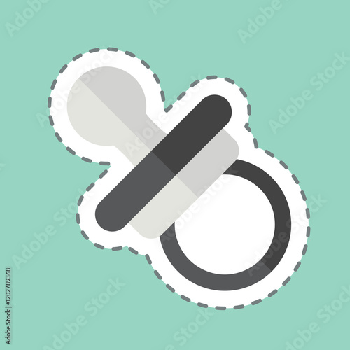 Sticker line cut Niplle Toy. related to Kindergarten symbol. design editable