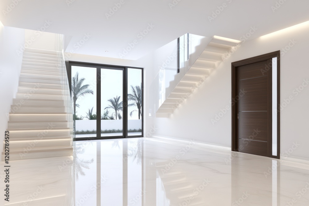 Fototapeta premium Modern Interior Design 3D Rendering for Background