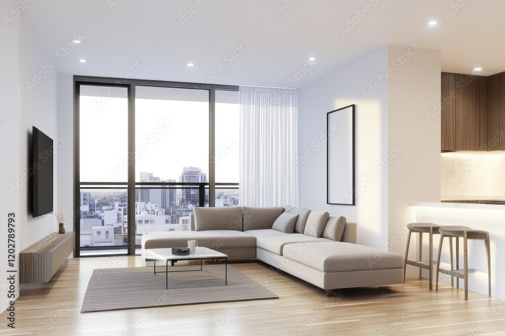 Fototapeta premium Modern Interior Design 3D Rendering for Background