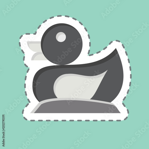 Sticker line cut Duck. related to Kindergarten symbol. design editable