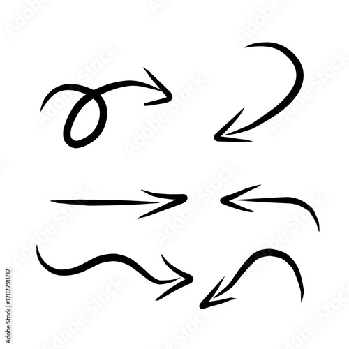Arrows set doodles handrawn art lines 