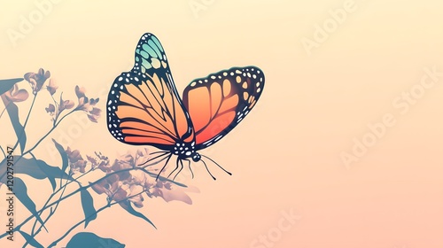 Wallpaper Mural Monarch Butterfly near Flowers in Soft Light Torontodigital.ca