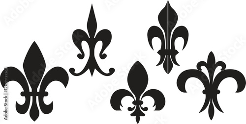 Urban fleur-de-lys,Black flowers set