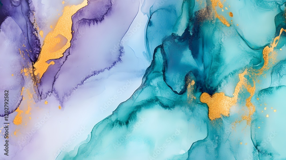 Abstract Fluid Art Teal Purple Gold Swirls Abstract Fluid Art Teal Purple Gold Swirls