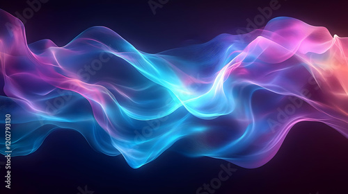 Abstract Glowing Wave Background with Vibrant Colors and Shimmering Texture