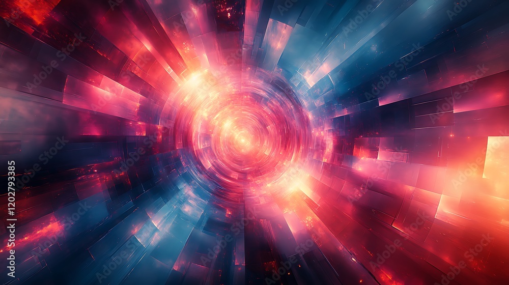 Fototapeta premium abstract image featuring a dynamic interplay of red, orange, and blue hues, creating a sense of movement and energy.
