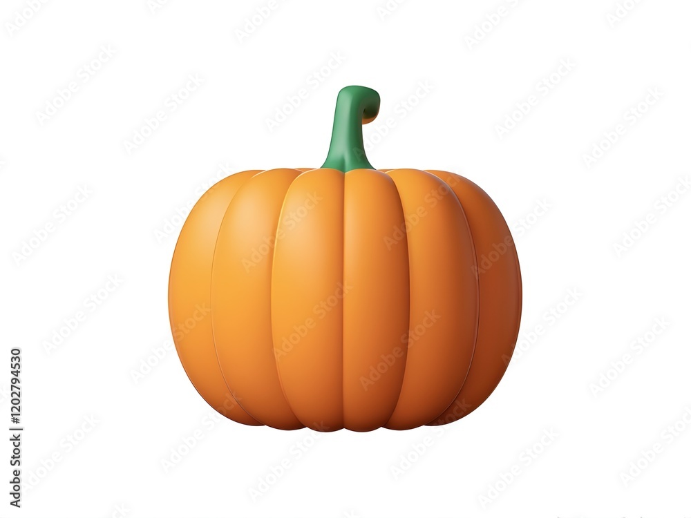 3D icon with blank white background,autumn pumpkin minimalist cartoon design,crop,halloween,pumpkin,decoration