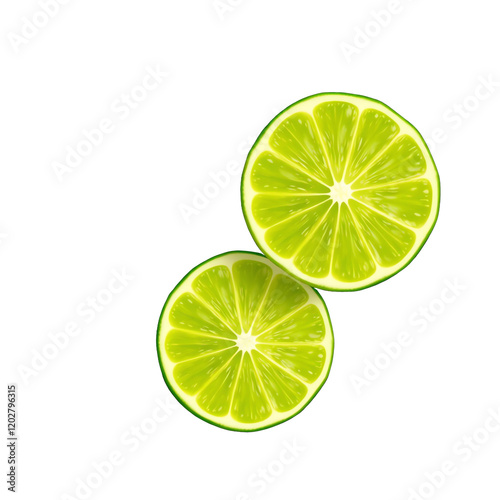 Vibrant Fresh Lime Slices isolated on transparent background