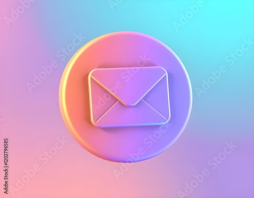3d render of gradient email or message inbox notification and reminder illustration icon for UI UX web social media,message,internet,3d,sms