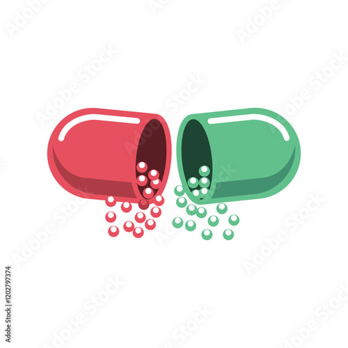 Capsule vector, powder falling form capsule vector, logo design element