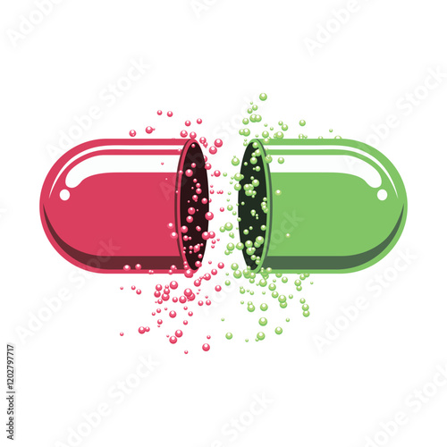 Capsule vector, powder falling form capsule vector, logo design element