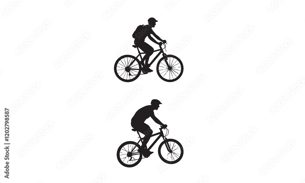 Fototapeta premium cycling man silhouette icon set, cycle silhouette, bicycle silhouette vector, bicycle man silhouette, sport, racing, vehicle.