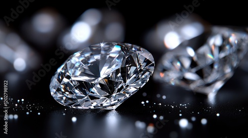 Sparkling diamonds on dark background.