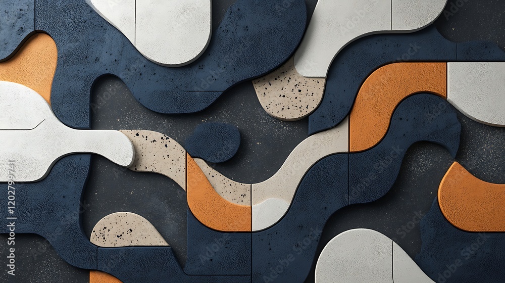 Obraz premium Abstract Curving Shapes Wall Panel Design