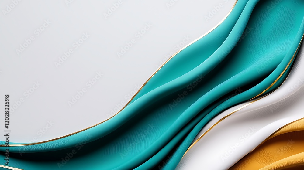 Fototapeta premium Abstract Blue Gold and White Wave Texture Background