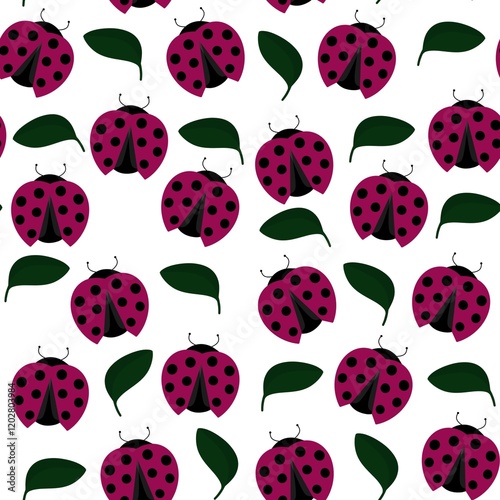 seamless pattern with ladybugs
