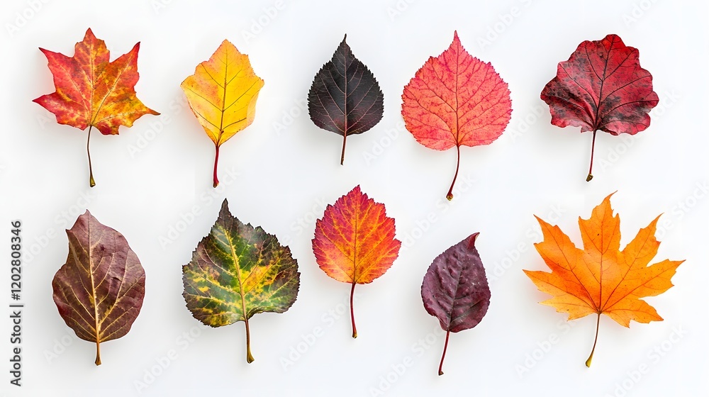 Obraz premium Autumn Leaves Arranged On A White Background