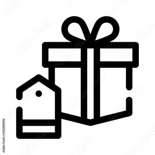 Gift Box with Tag line icon