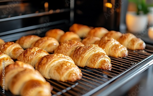 a group of croissants on a rack photo