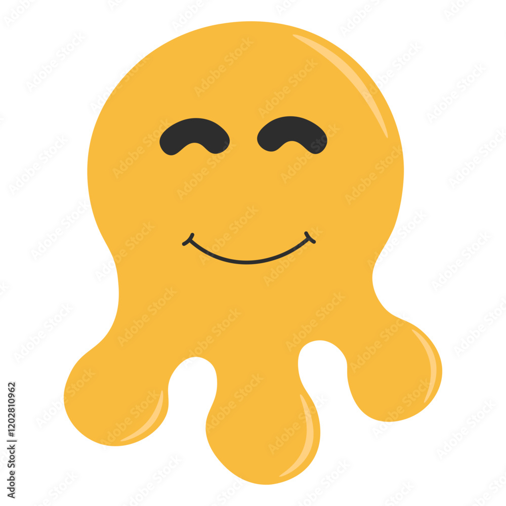Psychedelic Melting Emoji. Flat Cartoon Vector Illustration Psychedelic Melting Emoji. Flat Cartoon Vector Illustration