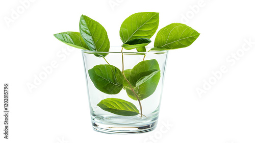 Wallpaper Mural Transparent Glass Vase with Fresh Green Leaves Isolated on Transparent Background  Torontodigital.ca