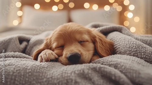 Wallpaper Mural Adorable puppy sleeping peacefully under cozy blankets Torontodigital.ca