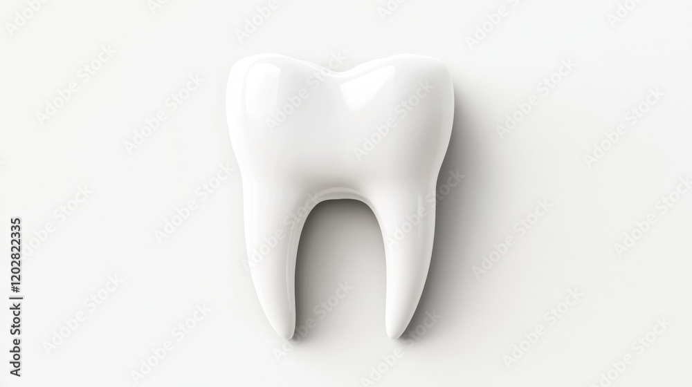 Teeth and tooth, White tooth model on a light background, representing dental health and hygiene concepts. Teeth and tooth, White tooth model on a light background, representing dental health and hygiene concepts.