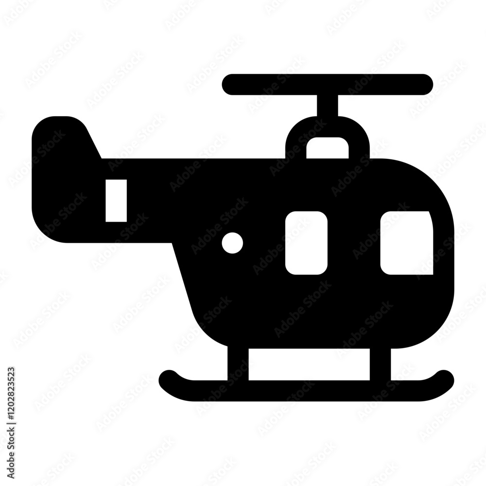 Helicopter Glyph Icon. Single icon, glyph vector icon Helicopter Glyph Icon. Single icon, glyph vector icon