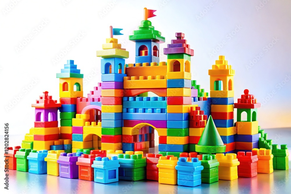 Colorful Block Castle Toy - Bright, Sharp Images of a Playful Castle Made of Blocks Colorful Block Castle Toy - Bright, Sharp Images of a Playful Castle Made of Blocks