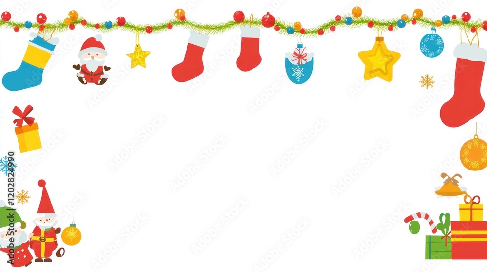 Cheerful Christmas Garland: Festive Stocking and Ornament Design Cheerful Christmas Garland: Festive Stocking and Ornament Design