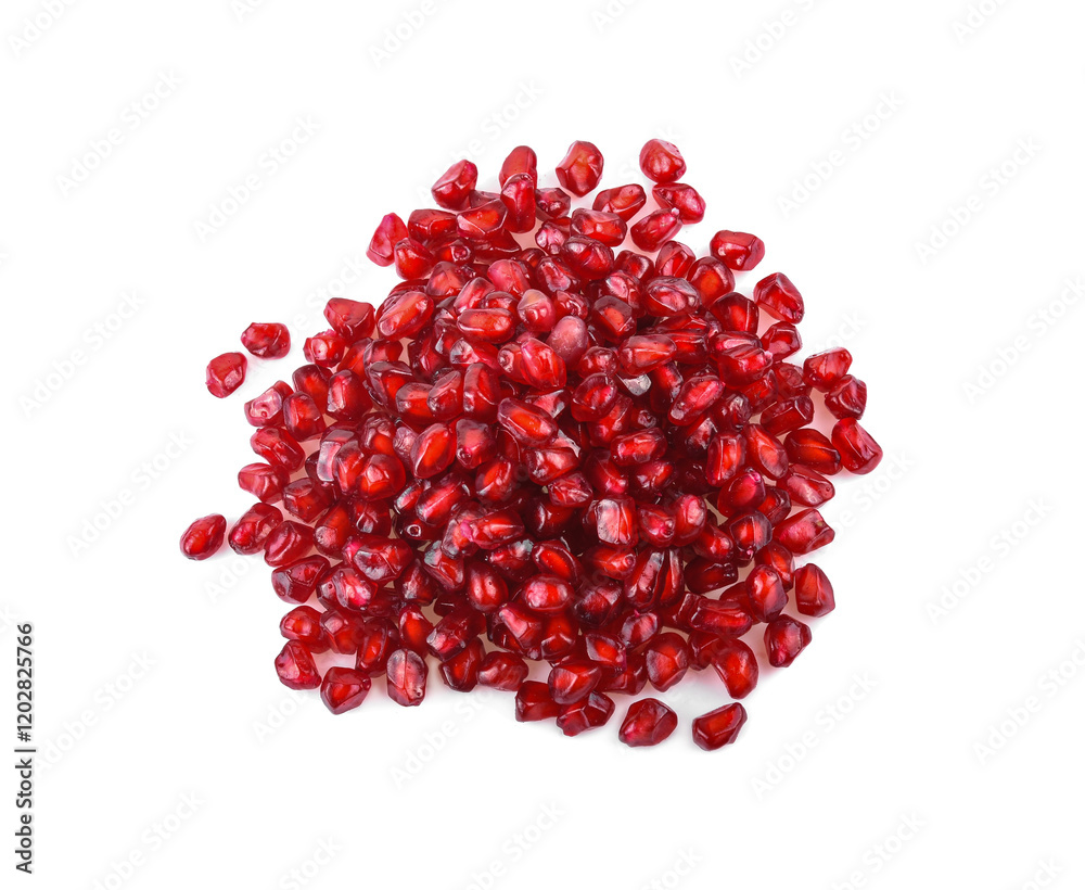 pomegranate seeds on a white background pomegranate seeds on a white background
