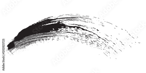 Black mascara texture, brush stroke isolated on white background. Cosmetic product swatch