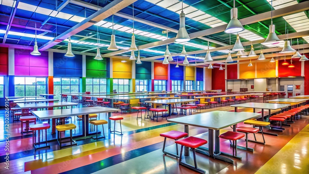 Empty High School Cafeteria - AI Photorealistic Interior Empty High School Cafeteria - AI Photorealistic Interior