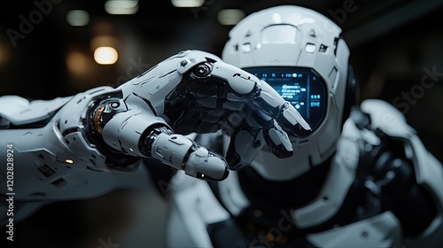 A futuristic robot reaching out, showcasing advanced technology and design.