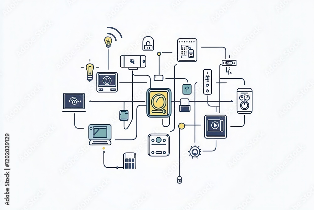 Minimalistic Diagram of Interconnected Home Devices Minimalistic Diagram of Interconnected Home Devices