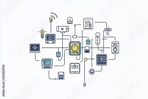 Wallpaper Mural Minimalistic Diagram of Interconnected Home Devices Torontodigital.ca