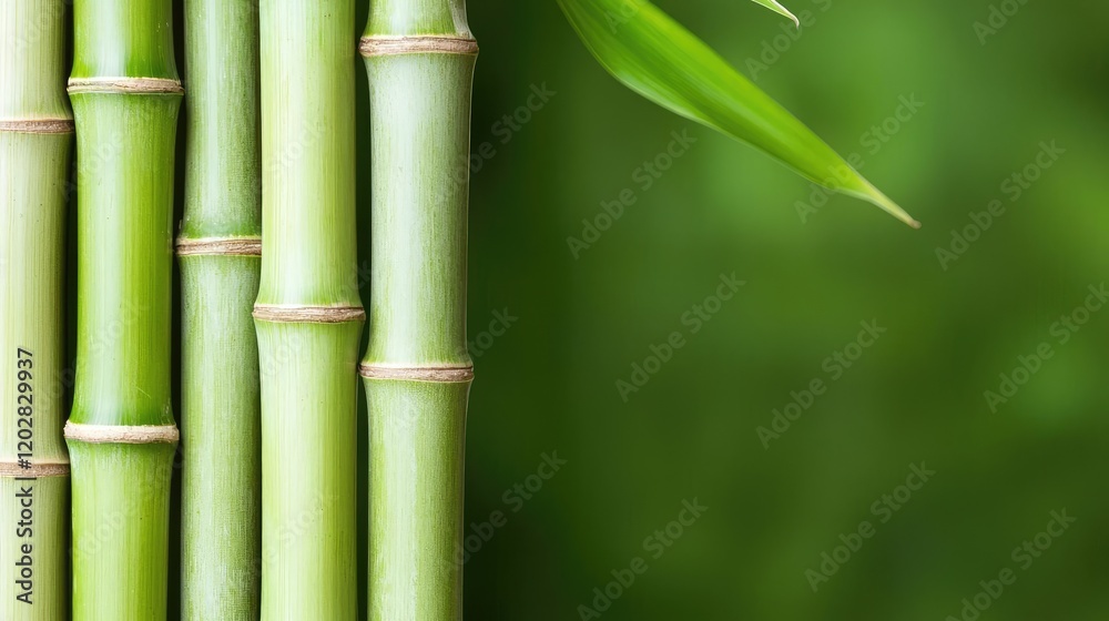Lush green bamboo stalks and leaves, tranquil nature background; ideal for wellness or spa themes Lush green bamboo stalks and leaves, tranquil nature background; ideal for wellness or spa themes