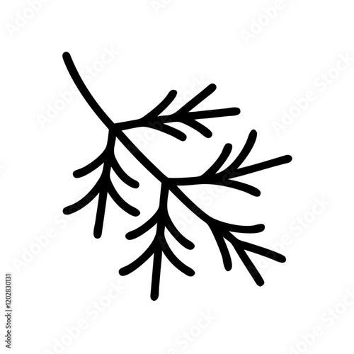 Black vector icon of a pine branch